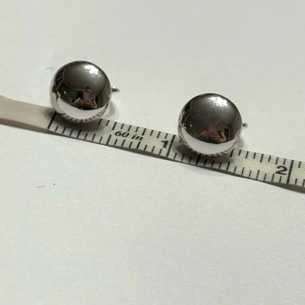 LC Lauren Conrad Round Domed Silver Tone Clip On Stud Earrings Costume Jewelry